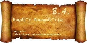 Bogár Annamária névjegykártya